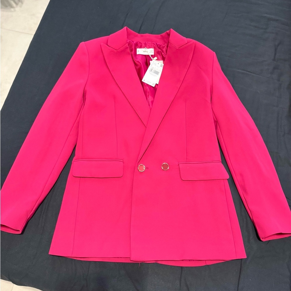 Mango Double-Breasted Blazer Women’s Size S Hot Pink – Brand New with Tags